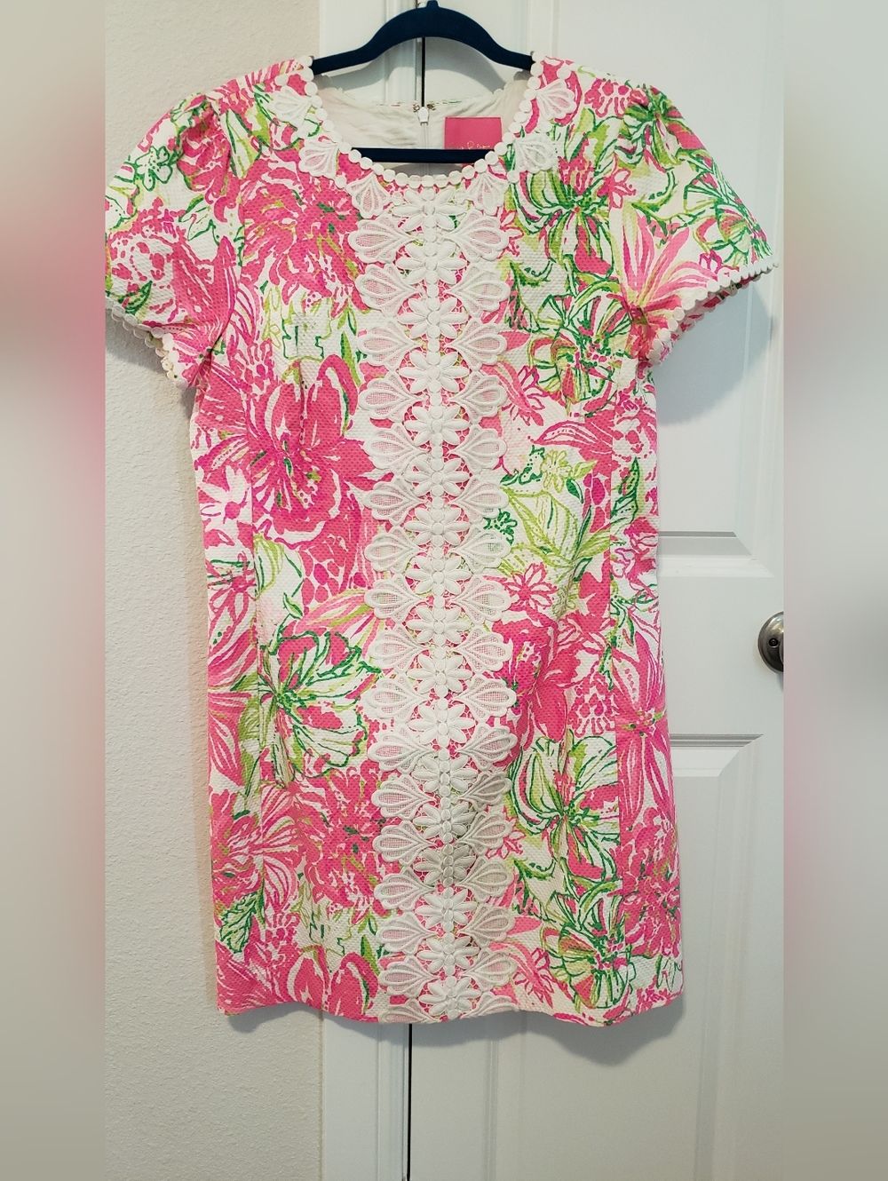 Lilly Pulitzer Pink, Green & White Floral Lace-Front  Dress